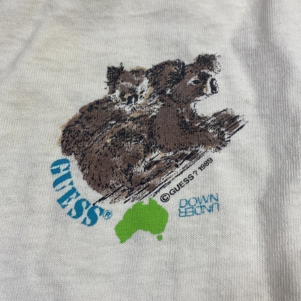 Vintage Guess 1989 Down Under Koala Australia Off White Tshirt XL - Picture 3 of 9